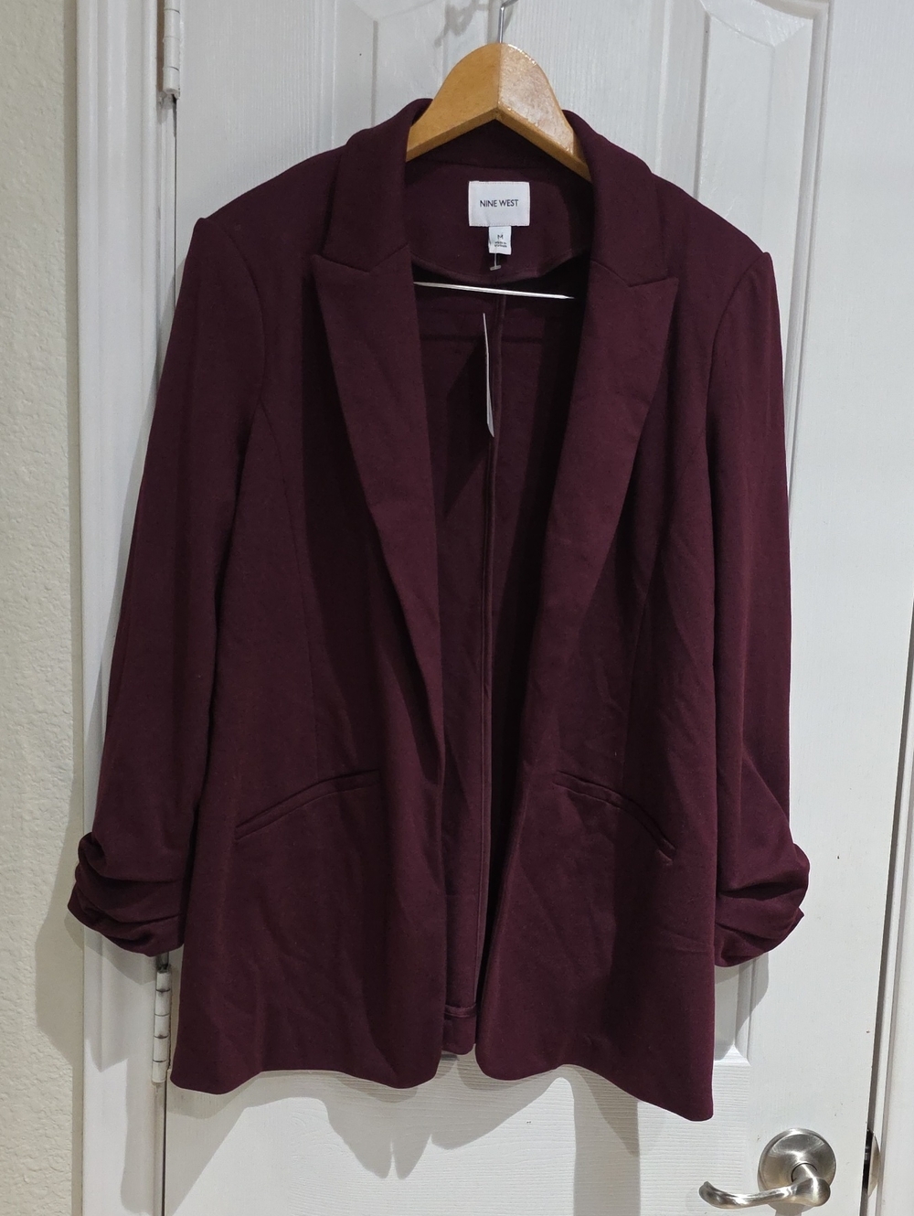 Nine West NWT  Deep Burgundy Open-Front Blazer Size M